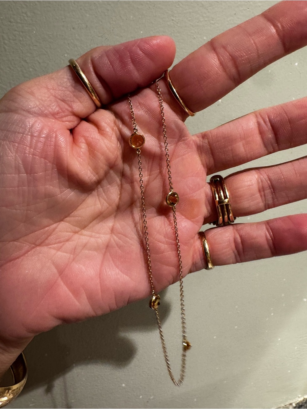 14 KT • Gold • Citrine Bezel Station Necklace